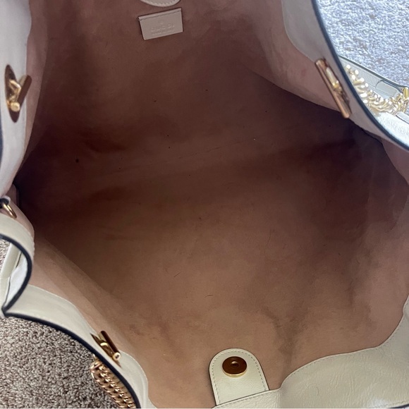 Authentic Gucci Rajah Large White Leather Tote Shoulder Bag Sherry Tiger 537219 - Picture 11 of 16